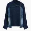 Solid Zipper Detail Patchwork Sweater Cardigan>MICAS Sale