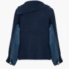 Solid Zipper Detail Patchwork Sweater Cardigan>MICAS Sale