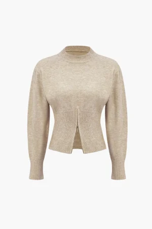 Solid Zipper Sweater Long-Sleeve Top>MICAS Discount