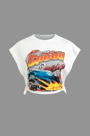 Speed Dream Graphic Sleeveless Side Cut Out T-shirt>MICAS Online