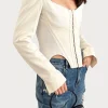 Square Neck Long-Sleeve Top>MICAS Clearance