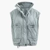 Stand Collar Drawstring Pocket Quilted Puffer Vest>MICAS Clearance
