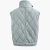 Stand Collar Drawstring Pocket Quilted Puffer Vest>MICAS Clearance