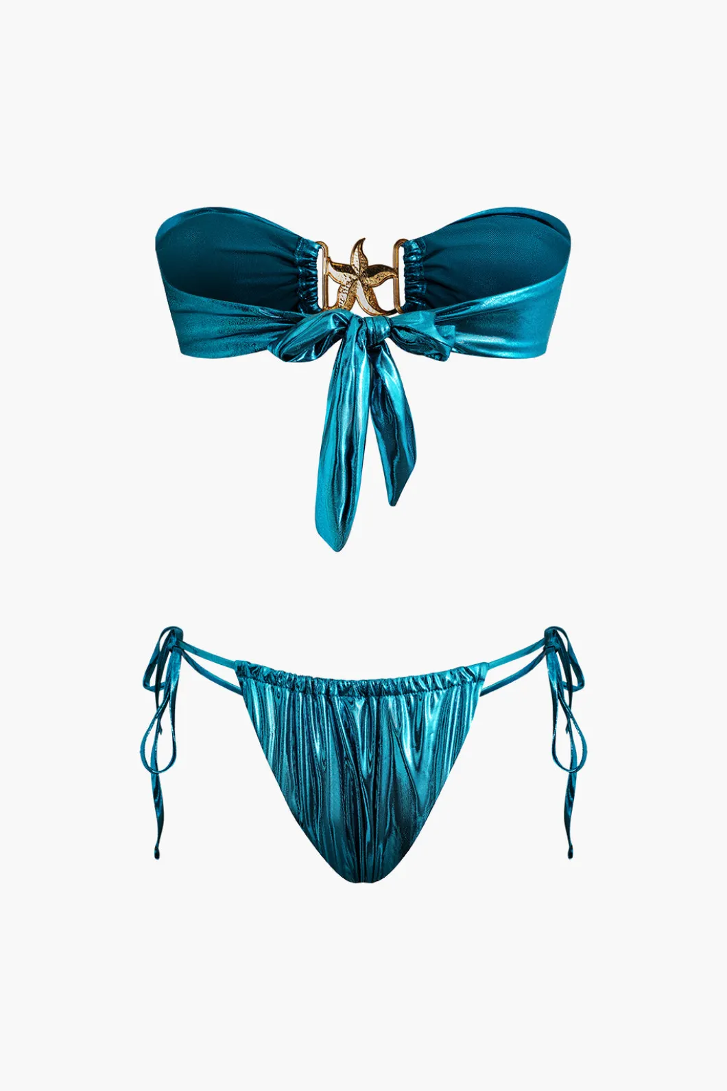 Starfish Decor Knot Ruched Bikini Set>MICAS New