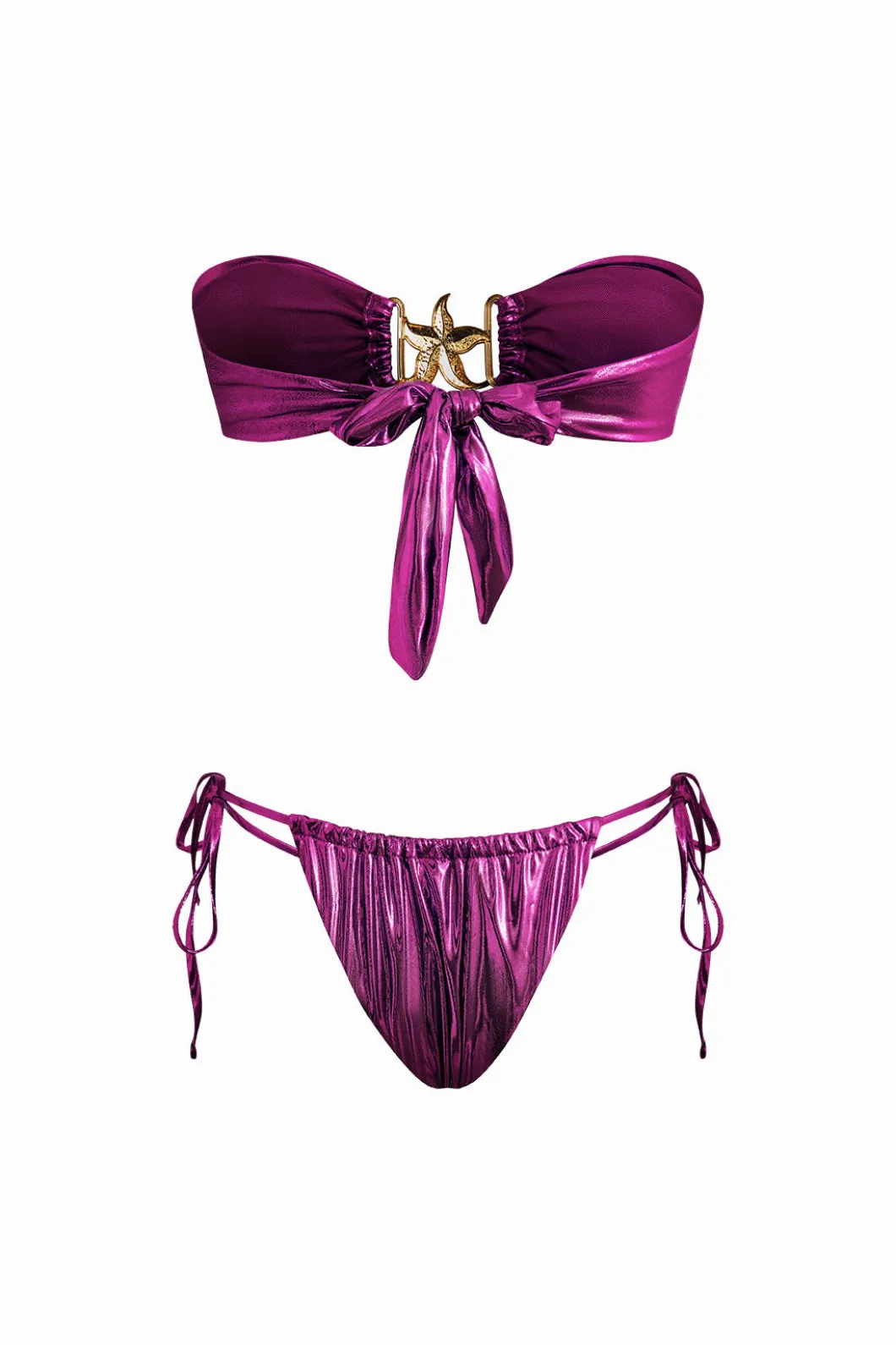 Starfish Decor Knot Ruched Bikini Set>MICAS New