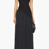 Strapless Patchwork Zipper Pleated Maxi Dress>MICAS Sale