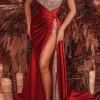 Strapless Sequin Slit Gown Maxi Dress>MICAS Outlet