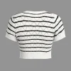 Stripe Crop Knit Top And Shorts Set>MICAS Hot