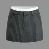 Stripe Print Color Block Double Waistband Skorts>MICAS Discount