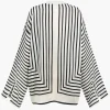 Stripe Print Satin Long-Sleeve Shirt>MICAS Clearance