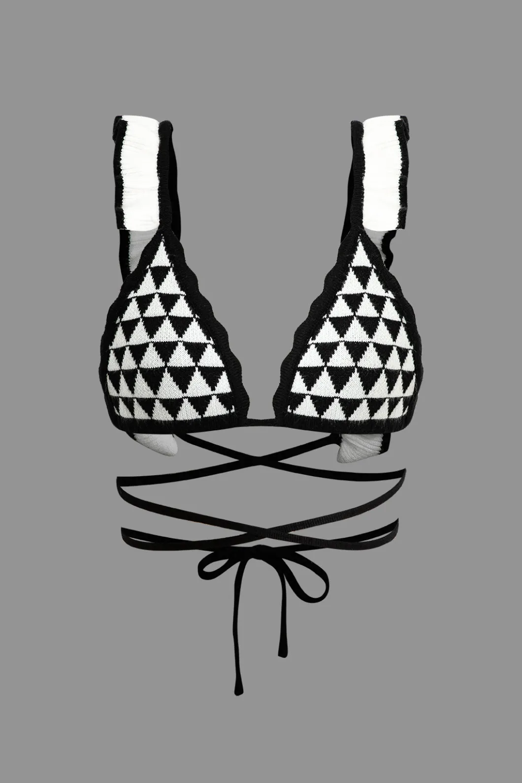 Stripe Tie Bra Top And Tiered Ruffle Knit Midi Skirt Set>MICAS Online