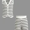 Striped Knit Sleeveless Vest And Shorts Set>MICAS New