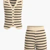 Striped Knit Sleeveless Vest And Shorts Set>MICAS New