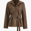 Suede Belted Button Jacket>MICAS Clearance