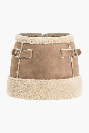 Suede Patchwork Mini Skirt>MICAS Discount