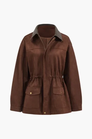 Suede Retro Zipper Jacket>MICAS Sale