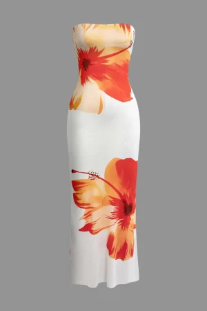 Sunny Floral Cascade Strapless Midi Dress>MICAS Sale