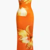 Sunny Floral Cascade Strapless Midi Dress>MICAS Sale