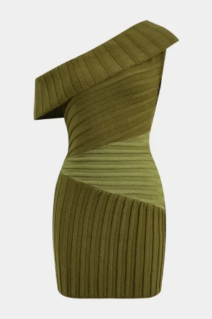 Sweater Asymmetrical Patchwork Mini Dress>MICAS Hot