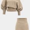 Sweater Boat Neck Gigot Sleeve Top And Shorts Set>MICAS Online