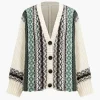 Sweater Button Patchwork Long-Sleeve Cardigan>MICAS Hot