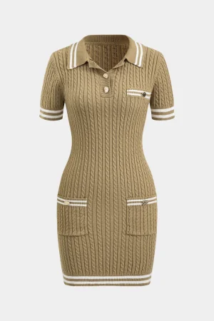 Sweater Button Pocket Short Sleeve Dress>MICAS Sale