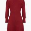 Sweater Long Sleeve Button V-Neck Dress>MICAS New