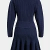 Sweater Round Neck Gigot Long Sleeve Dress>MICAS Hot