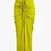 Textured Crop Top And Drawstring Ruched Skirt Set>MICAS Best