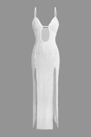 Textured Cut Out Slit Cami Maxi Dress>MICAS Sale
