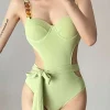 Textured Cut-Out Knot Tummy Control One-Piece Swimsuit>MICAS Outlet