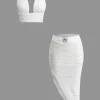Textured Halter Backless Skirt Set>MICAS Sale