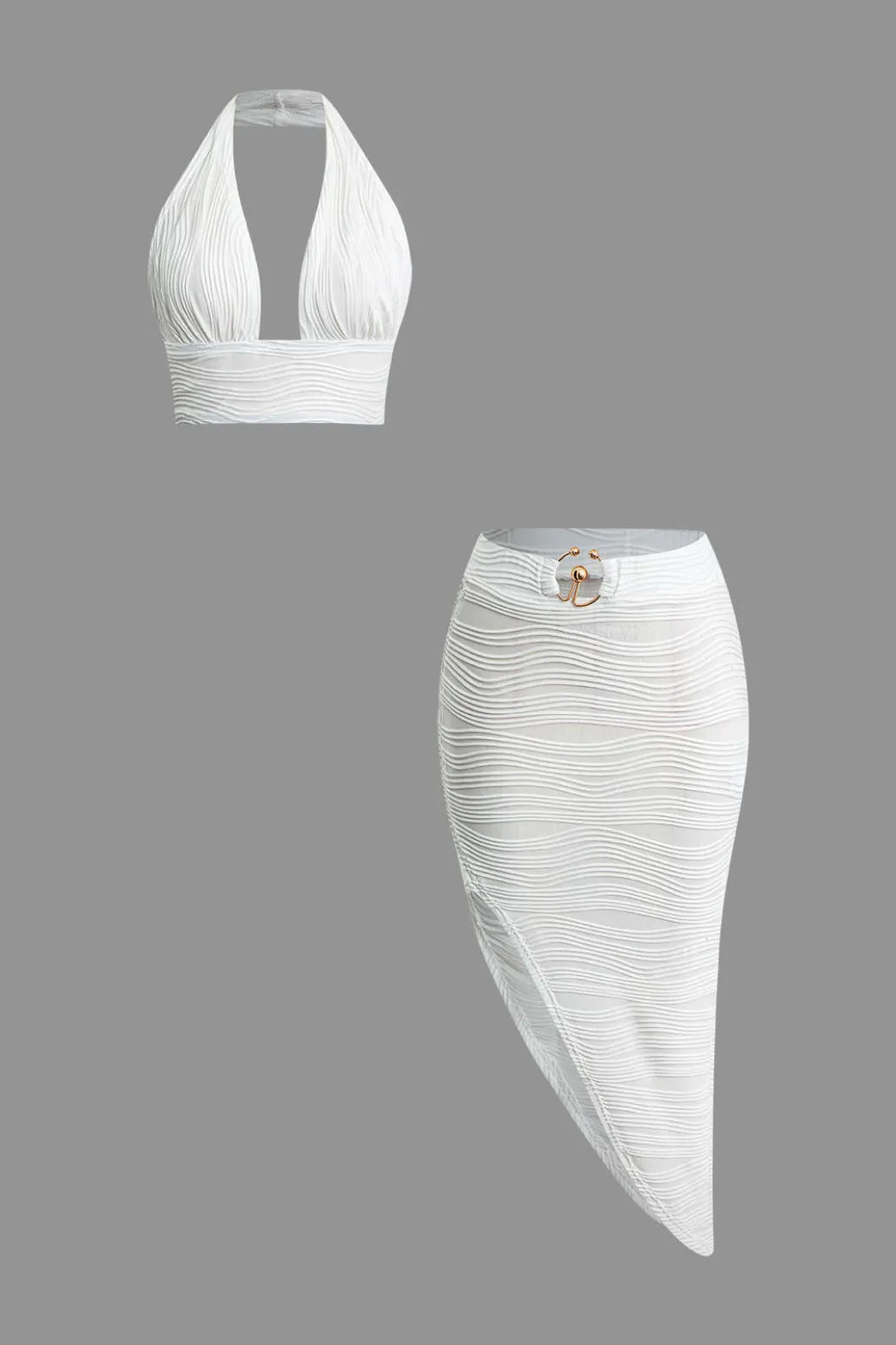 Textured Halter Backless Skirt Set>MICAS Sale