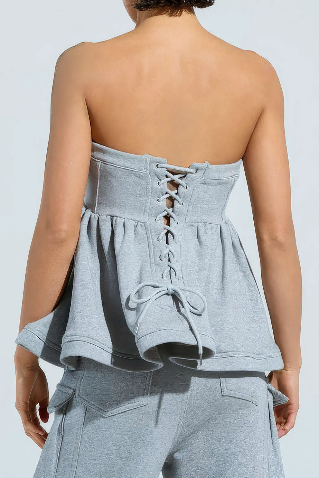 Tie Back Strapless Corset Tube Top>MICAS Sale