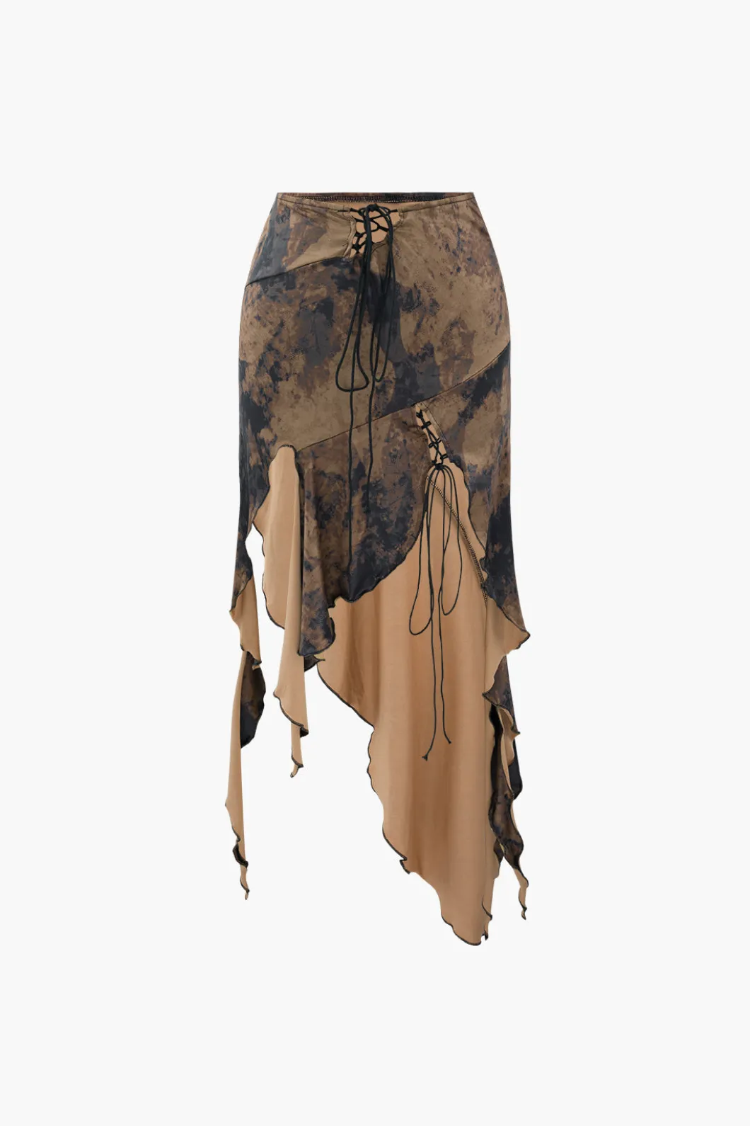 Tie Dye Asymmetric Ruffle Hem Skirt>MICAS Discount