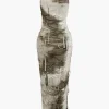 Tie Dye Distressed Sleeveless Cut Out Slit Maxi Dress>MICAS Sale