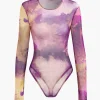 Tie Dye Long Sleeve Mesh Bodysuit>MICAS New