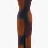 Tie Dye Mesh Slit Sleeveless Maxi Dress>MICAS Clearance