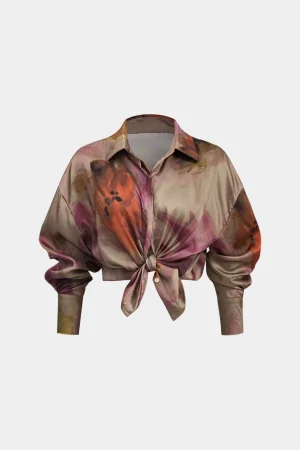 Tie Dye Print Long Sleeve Collar Shirt>MICAS New