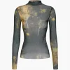 Tie Dye Print Mesh Long Sleeve Top>MICAS Discount