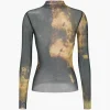 Tie Dye Print Mesh Long Sleeve Top>MICAS Discount
