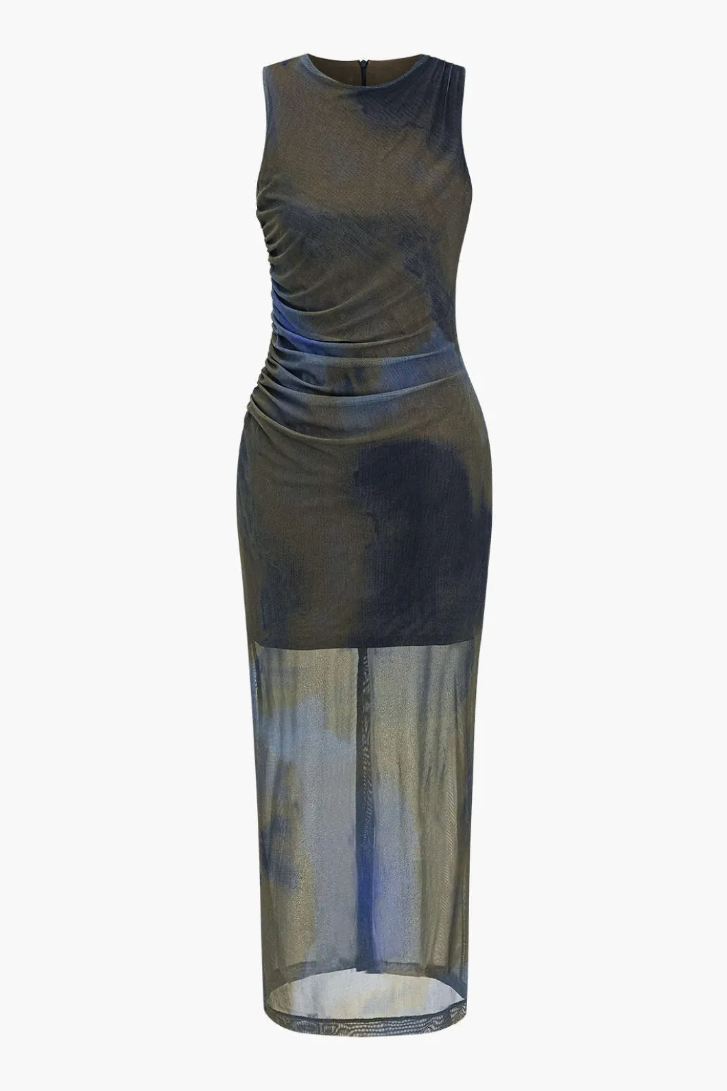 Tie Dye Print Ruched Midi Dress>MICAS Clearance