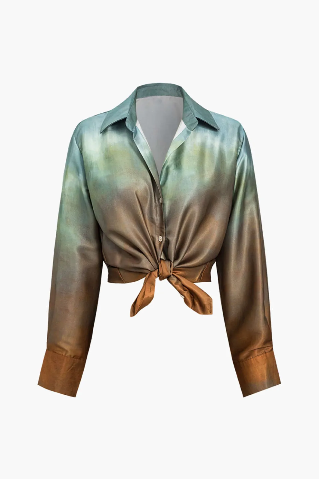 Tie Dye Print Satin Button Long-Sleeve Shirt>MICAS Discount