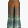 Tie Dye Print Satin Wide Leg Trousers>MICAS Hot