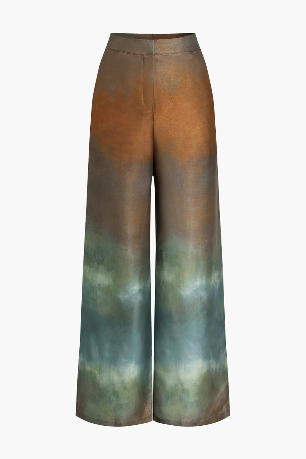 Tie Dye Print Satin Wide Leg Trousers>MICAS Hot