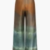 Tie Dye Print Satin Wide Leg Trousers>MICAS Hot