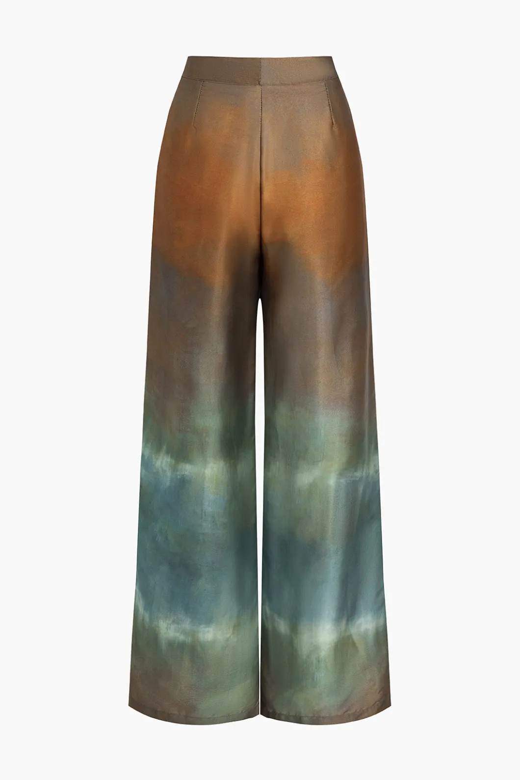 Tie Dye Print Satin Wide Leg Trousers>MICAS Hot