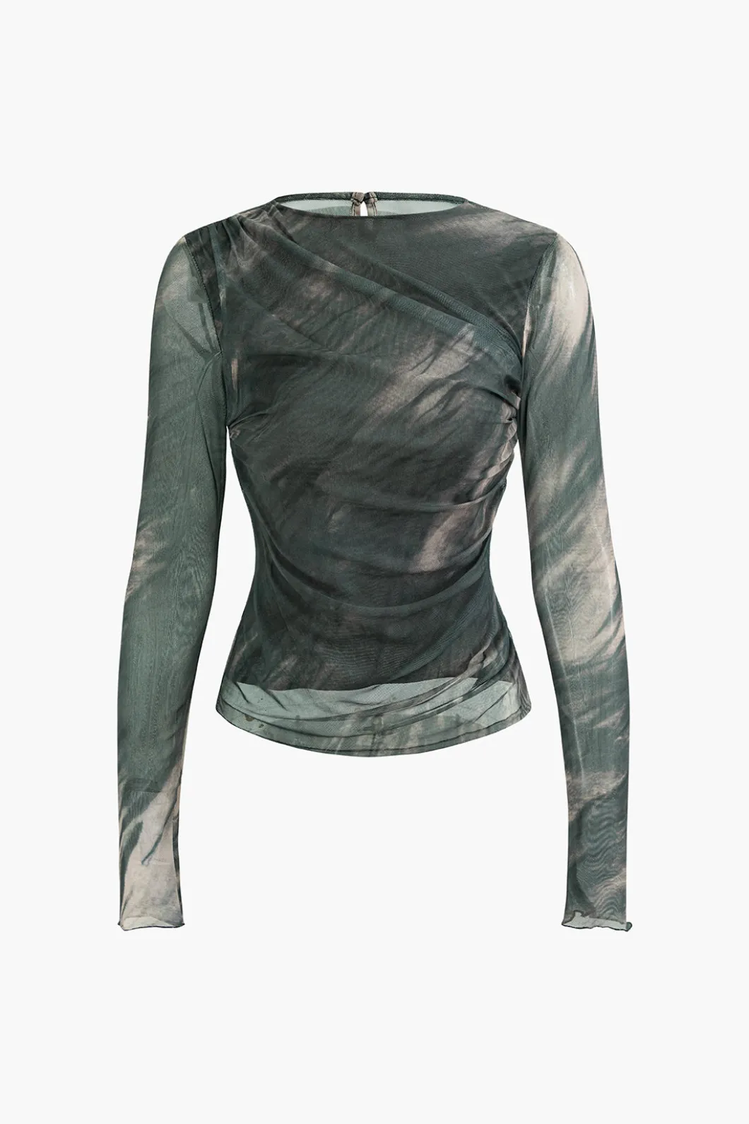 Tie Dye Ruched Mesh Long Sleeve Top>MICAS Discount
