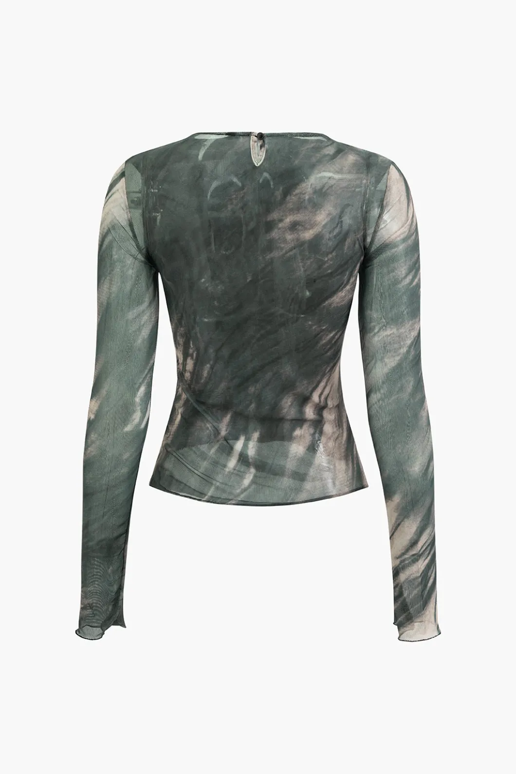 Tie Dye Ruched Mesh Long Sleeve Top>MICAS Discount