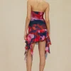 Tie Dye Ruffle Strapless Midi Dress>MICAS Outlet
